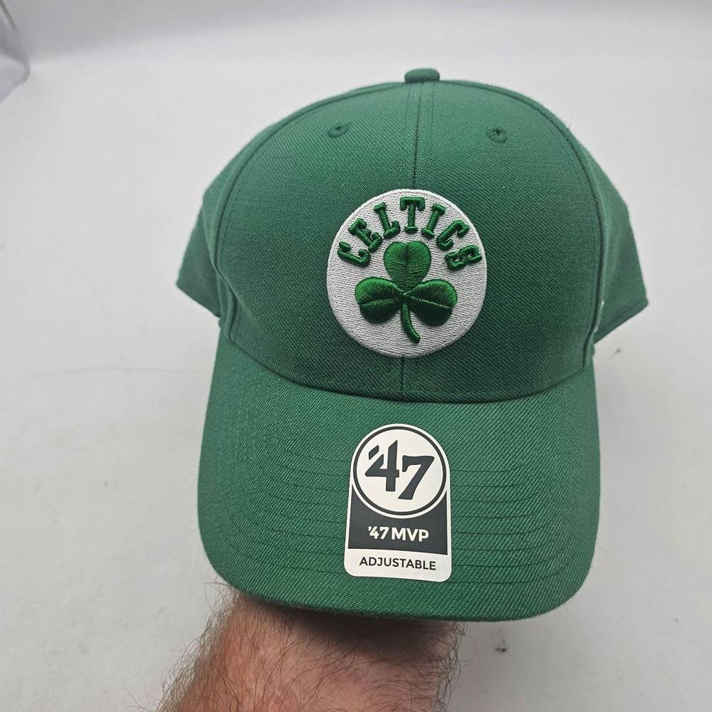 Boston Celtics Hat Cap Strap Back Mens One Size Green NBA Basketball 47 Brand